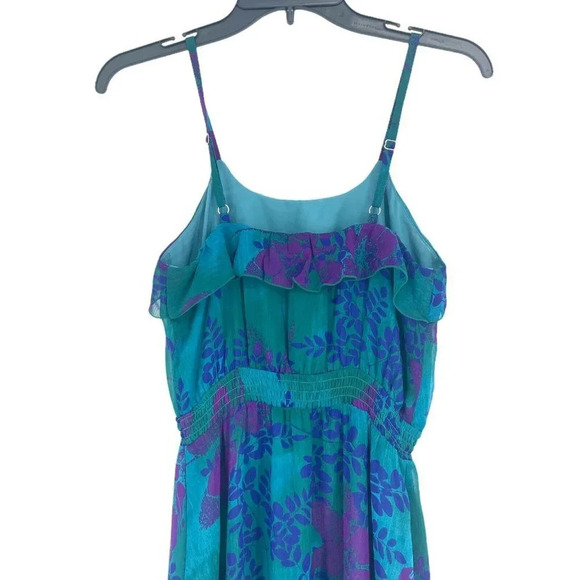 Express Dress Women's Sz XS Blue Floral Sundress Midi Sleeveless Round Neck - Picture 7 of 9